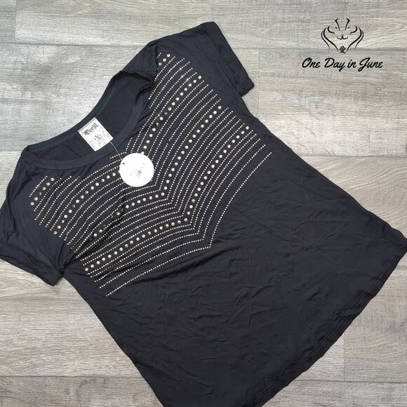 Vocal Short Sleeve Studded Top Size S - Picture 1 of 5